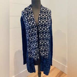 Gypsy 05 Global Village Blue and White Women's Cardigan Size XS